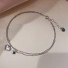 Heart Layered Anklet Silver - One Size