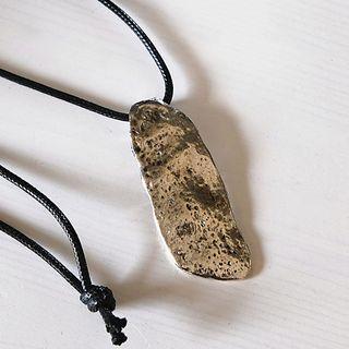 Irregular Alloy Pendant Cord Necklace Silver - One Size