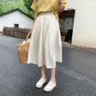 Plain Elastic High-waist A-line Skirt