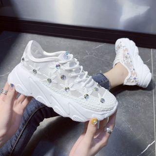 Rhinestone Platform Athletic Sneakers