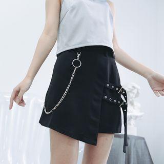 Asymmetric Chain Mini A-line Skirt