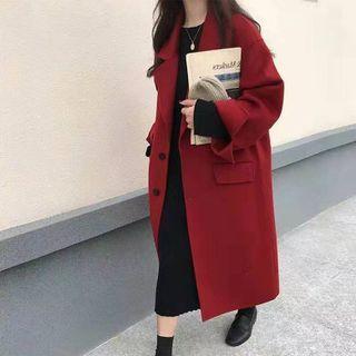Notch Lapel Single Breasted Woolen Coat