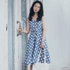 Polka Dot Drawstring Waist Sundress