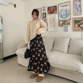 Bear Print Maxi Skirt