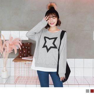 Mock Two Piece Star Print Top