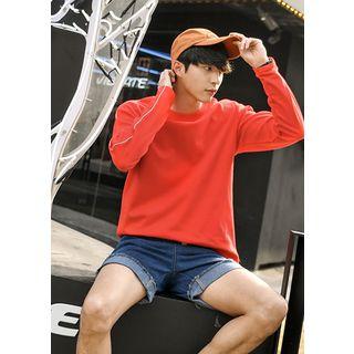 Contrast-piping Long-sleeve T-shirt