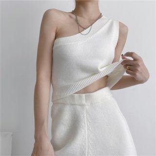 One-shoulder Cropped Sweater Vest