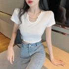 Short-sleeve Chain Cropped T-shirt