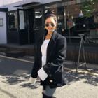 Single-breasted Layered-trim Wool Blend Jacket