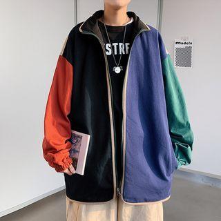 Long Sleeve Color Block Baseball Jacket