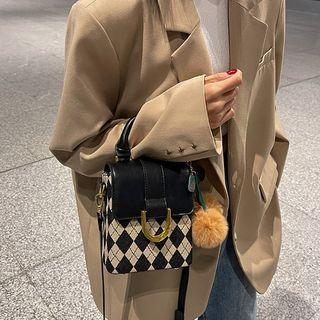 Argyle Panel Top Handle Crossbody Bag