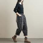 Plaid Harem Pants Plaid - Black & Gray - One Size