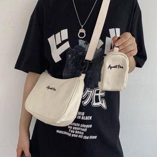Embroidered Cross Bag With Pouch