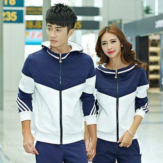 Set: Couple Two-tone Hooded Jacket + Pants
