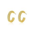 Simple And Fashion Plated Gold Braided Geometric Stud Earrings Golden - One Size