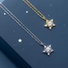 Ss925 Sterling Silver Rhinestone Star Pendant Necklace