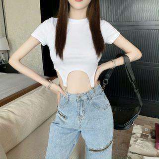 Set:crop Top + Straight Leg Jeans