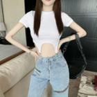 Set:crop Top + Straight Leg Jeans