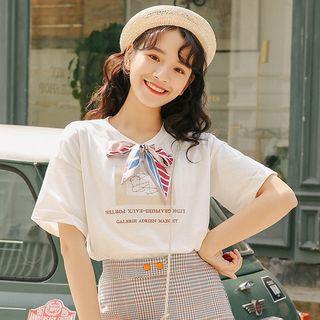 Bow Neck Short-sleeve T-shirt / A-line Skirt