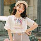 Bow Neck Short-sleeve T-shirt / A-line Skirt