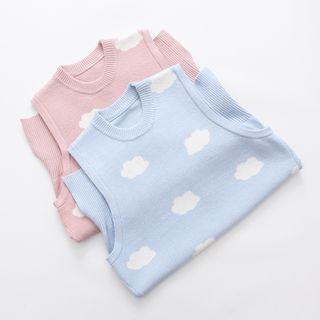 Cloud Print Dip Back Knit Vest