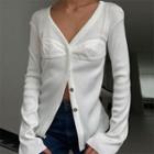 Long Sleeve Button-up Ribbed T-shirt