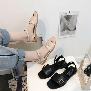 Ankle Strap Buckle Low-heel Sandals