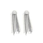 Faux Pearl Alloy Fringed Earring 1 Pair - 2464 - Silver - One Size
