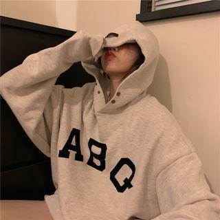 Lettering Oversized Hoodie Light Gray - One Size