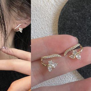 Rhinestone Alloy Earring 1610a - 1 Pair - Gold - One Size