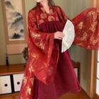 Traditional Chinese Pattern Top / A-line Maxi Skirt