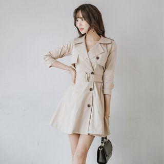 3/4 Sleeve Waist-tied Coatdress