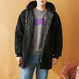 Plus Size Long Sherpa-fleece Zip-up Hoodie