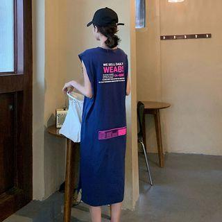Lettering Midi Shift Tank Dress