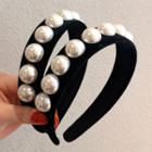Faux Pearl Headband 01# - Faux Pearl - Black - One Size
