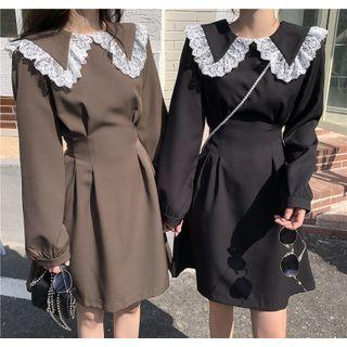 Lace Peter Pan Collar Long-sleeve Dress