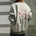Flower-embroidered Back Flight Jacket