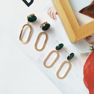 Disc & Oval Hoop Dangle Earring