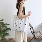 Dotted Canvas Shopper Bag Black Dots - White - One Size