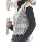 V-neck Cap-sleeve Lace Top