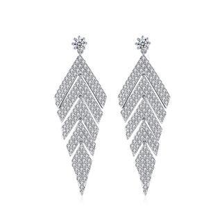 Bright Personality Geometric Earrings With Cubic Zirconia Silver - One Size