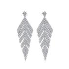 Bright Personality Geometric Earrings With Cubic Zirconia Silver - One Size