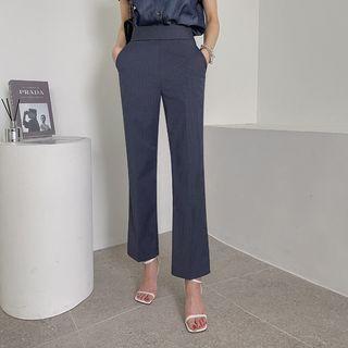 Zip-side Stripe Straight-leg Pants