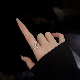 Rhinestone Star Open Ring J640 - Silver - One Size