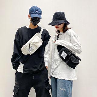 Label Applique Canvas Sling Bag