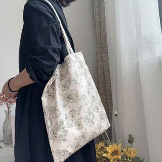 Floral Tote Bag White - One Size