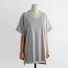Short-sleeve Cutout Loose-fit Top