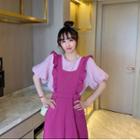 Short-sleeve T-shirt / Frill Trim Jumper Pants