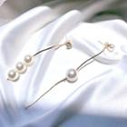 Non-matching Faux Pearl Rhinestone Dangle Earring 1 Pair - S925 Silver Needle - As Shown In Figure - One Size