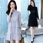 Mock Neck Dotted Long-sleeve Dress